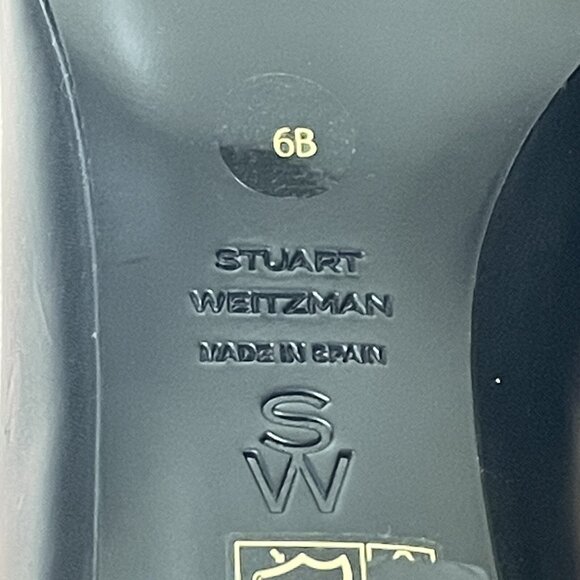 Stuart Weitzman Kitten Heels Pumps 6B Black Smooth Leather Pointed Toe Shoes - Picture 13 of 14